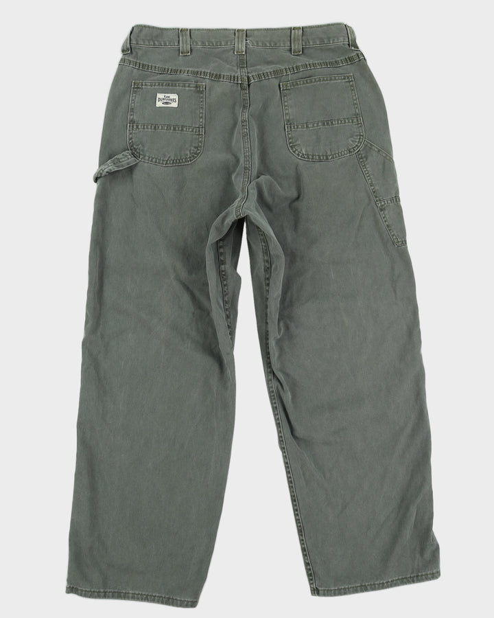 00s Y2K Lee Dungarees Green Cargo Trousers - W38  L32