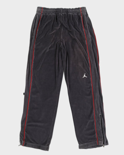 Y2K 00s Jordan Grey Velour Track Bottoms - W32 L35