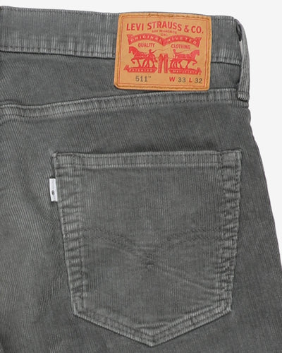 Levi's 511 Grey Corduroy Trousers - W36 L30
