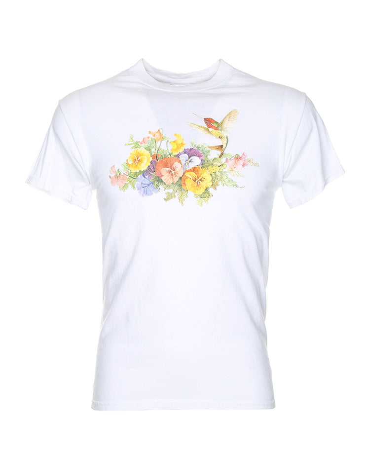 Vintage bird and flower print t-shirt - XS