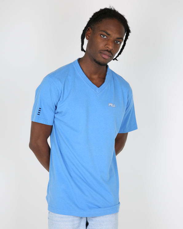 Fila blue chest logo v neck t-shirt - M/L