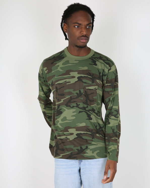 Vintage 80s long sleeve camouflage long sleeve t-shirt - XL