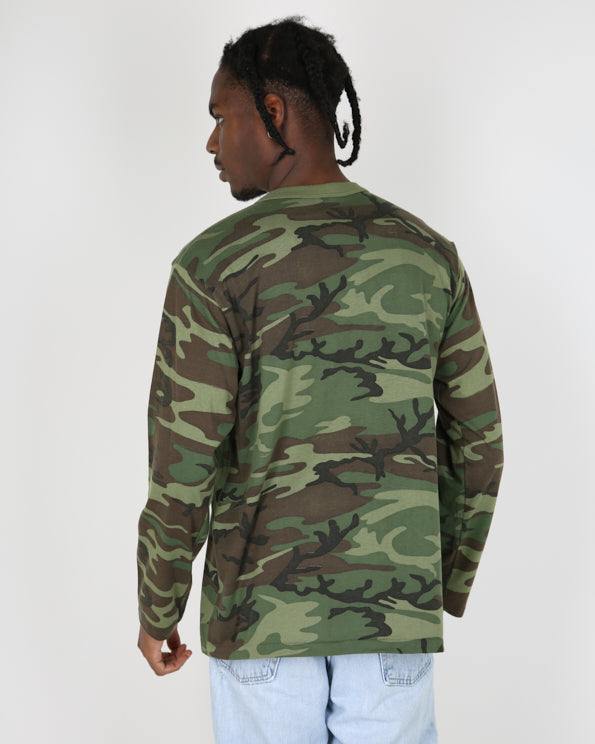 Vintage 80s long sleeve camouflage long sleeve t-shirt - XL
