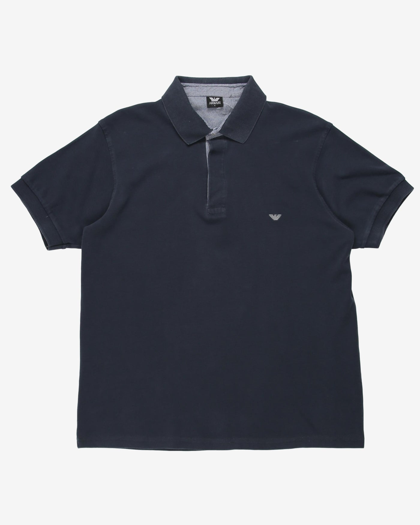 Blue Armani Embroidered Logo Polo Shirt - L