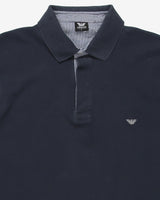 Blue Armani Embroidered Logo Polo Shirt - L