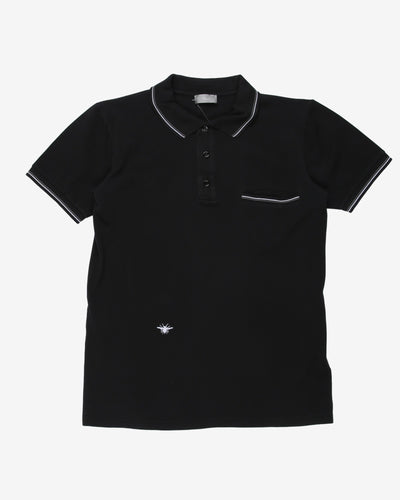 Dior Black Embroidered Logo Pocket Polo Shirt - XS