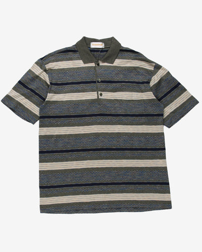 Vintage Banrie Patterned Pocket Polo Shirt - M