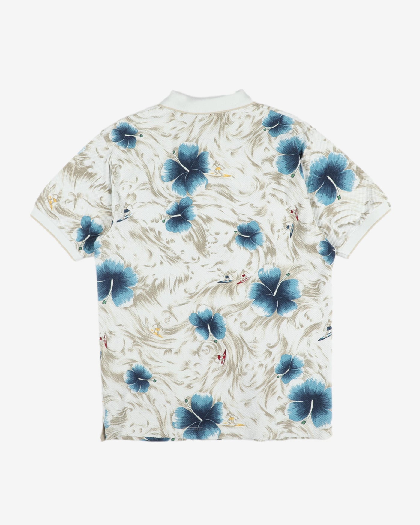 chaps white blue hawaiian print polo shirt - m/l