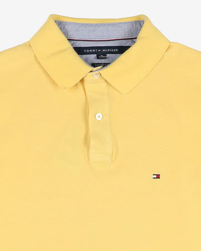tommy hilfiger yellow chest logo polo shirt - l/xl