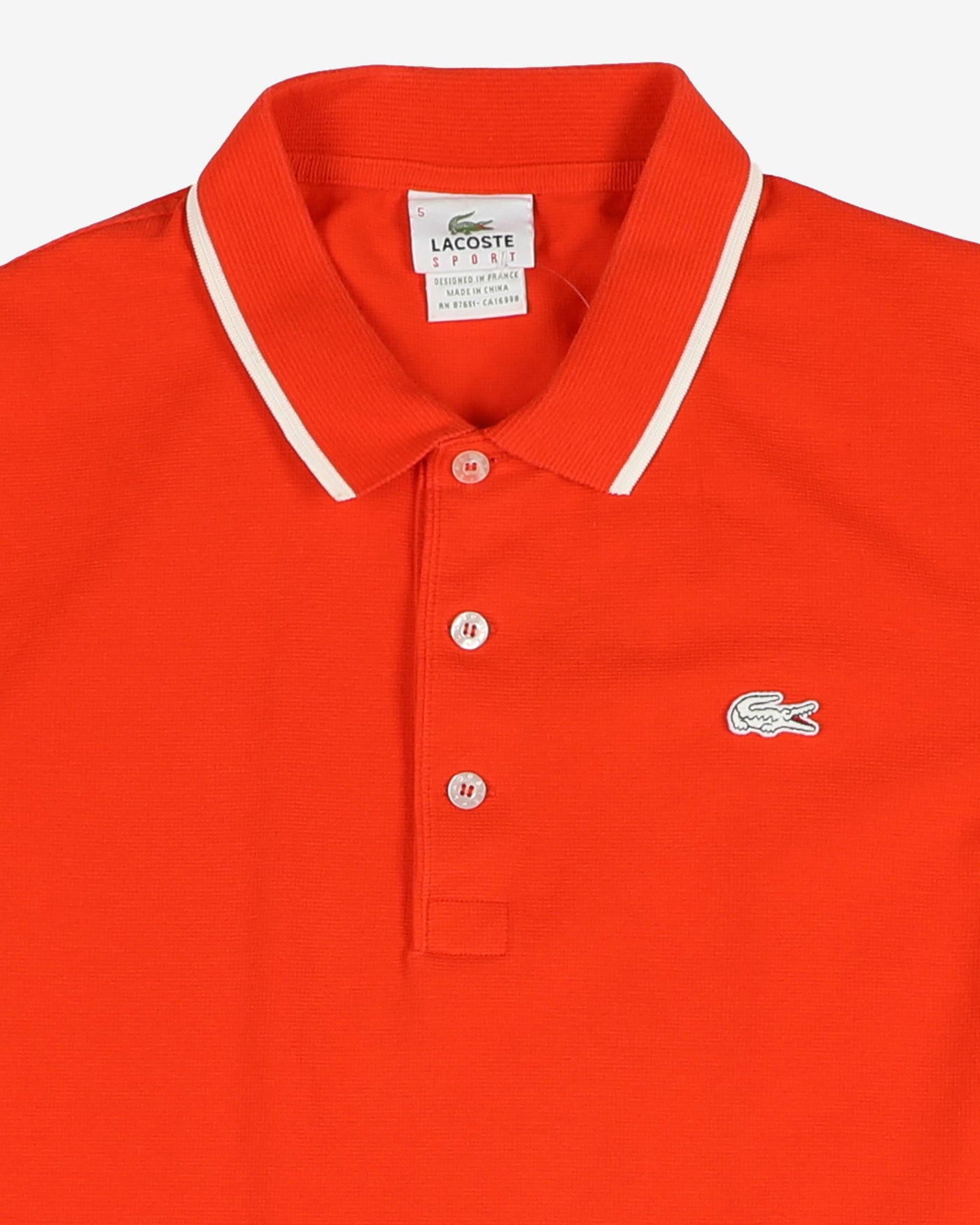 lacoste sport orange chest logo polo shirt - m