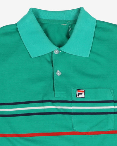 fila green striped polo shirt - s