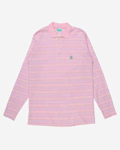 Benetton deadstock pink striped polo shirt - S / M