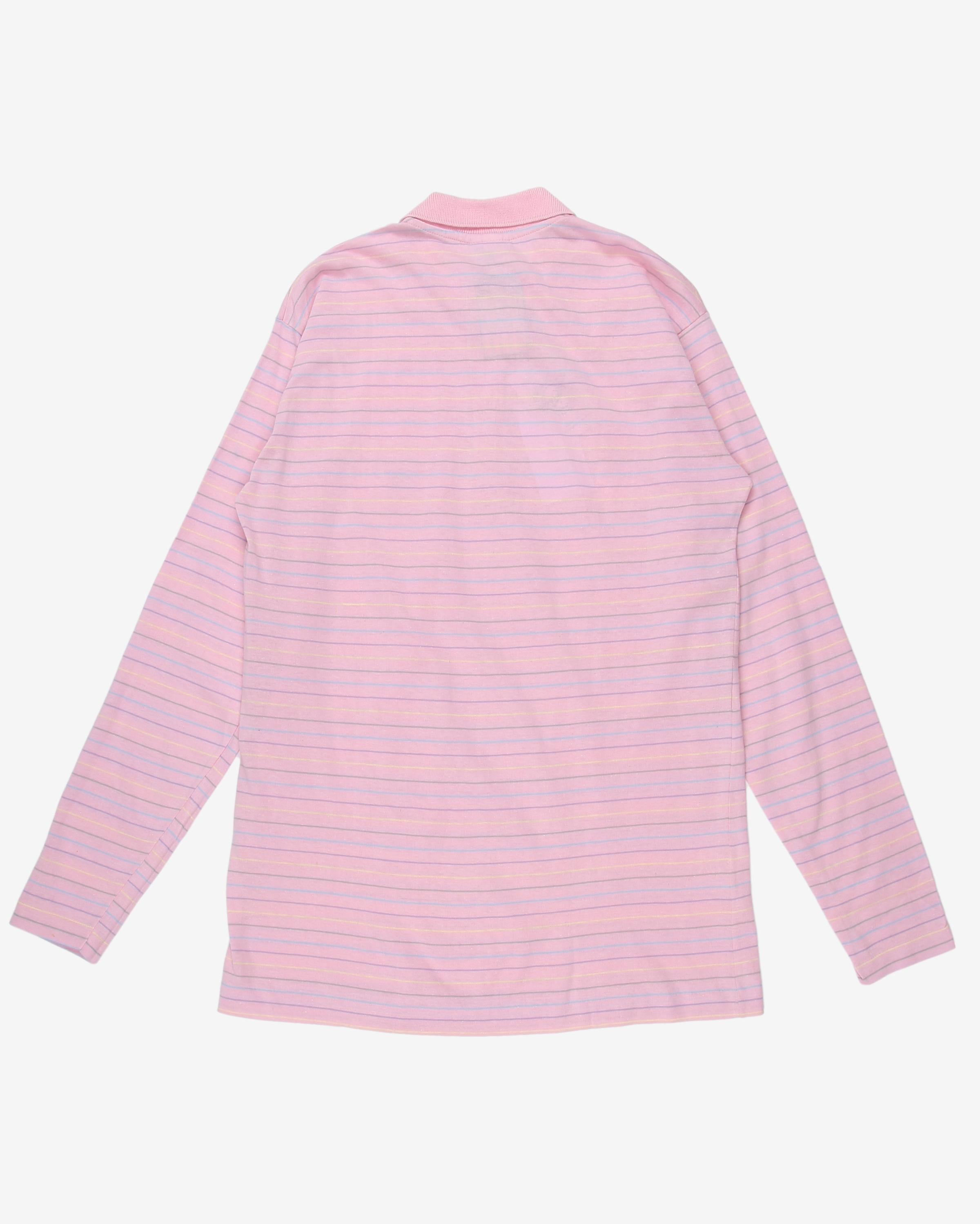 Benetton deadstock pink striped polo shirt - S / M