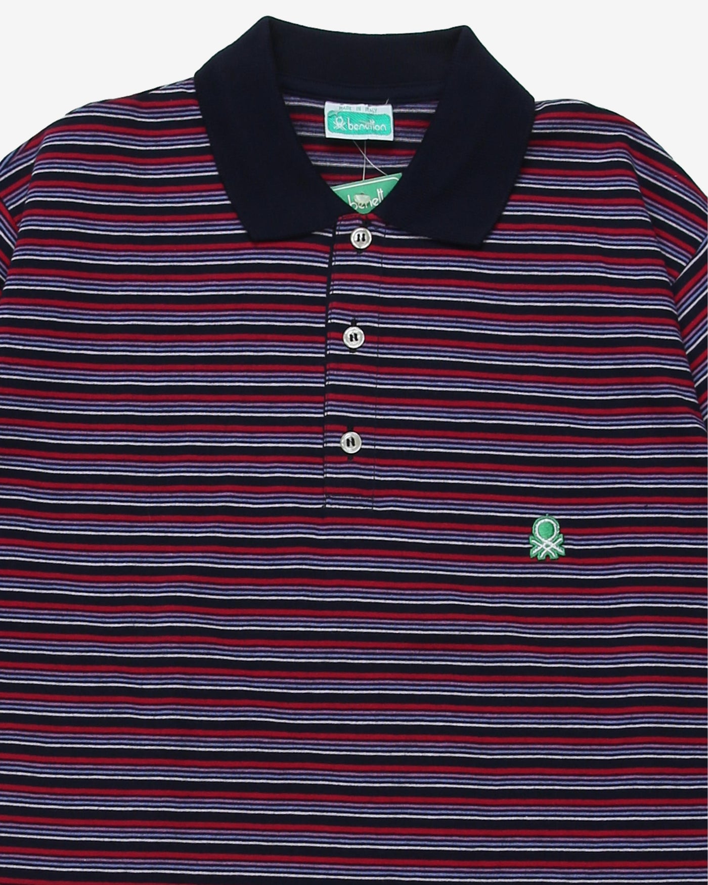 Benetton deadstock striped short sleeve polo shirt - XS