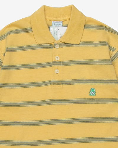 Benetton deadstock yellow striped short sleeve polo shirt - XXS