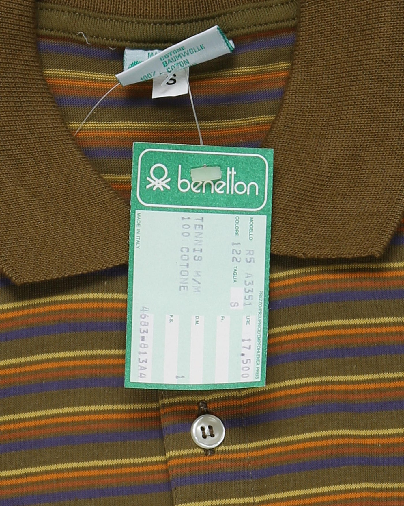Benetton deadstock khaki short sleeve polo shirt - XS