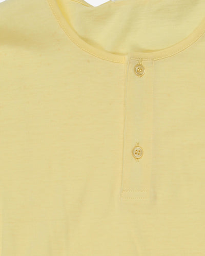 Benetton deadstock pale yellow button neck t-shirt - S / M
