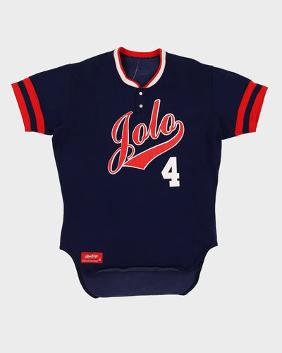 Vintage 70s Navy Rawlings Baseball Jersey 'Jolo' #4 - L