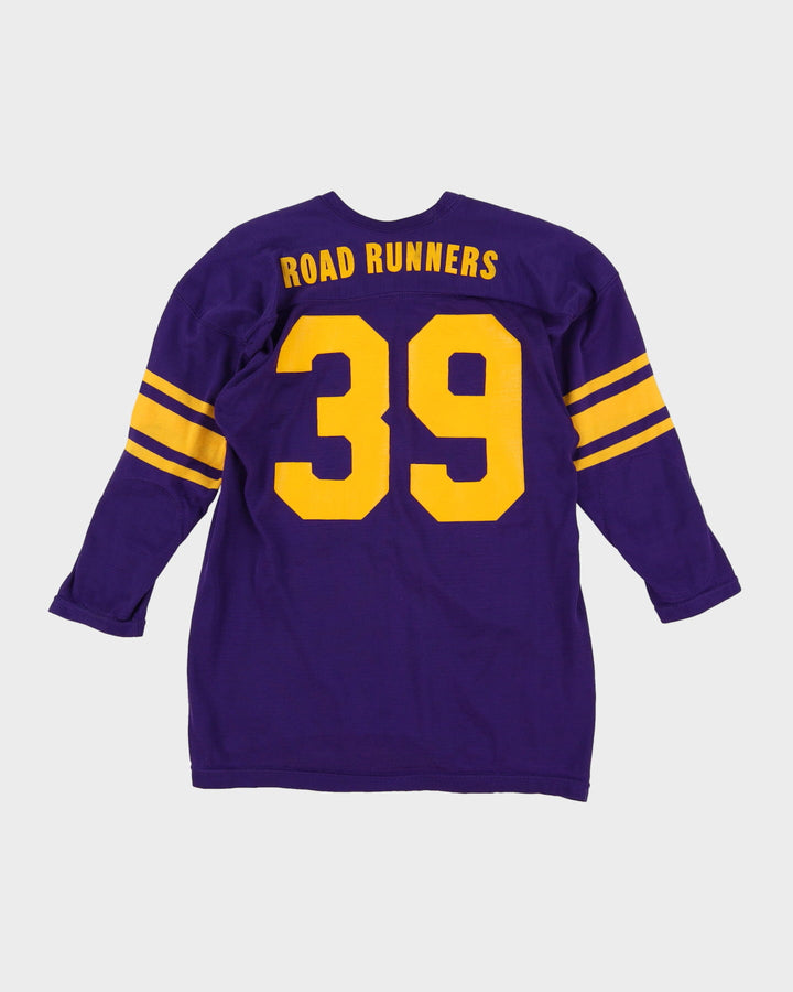 1960s/70s Wilson Road Runners Purple / Yellow LSU Collegiate / Varsity Colours Jersey - M