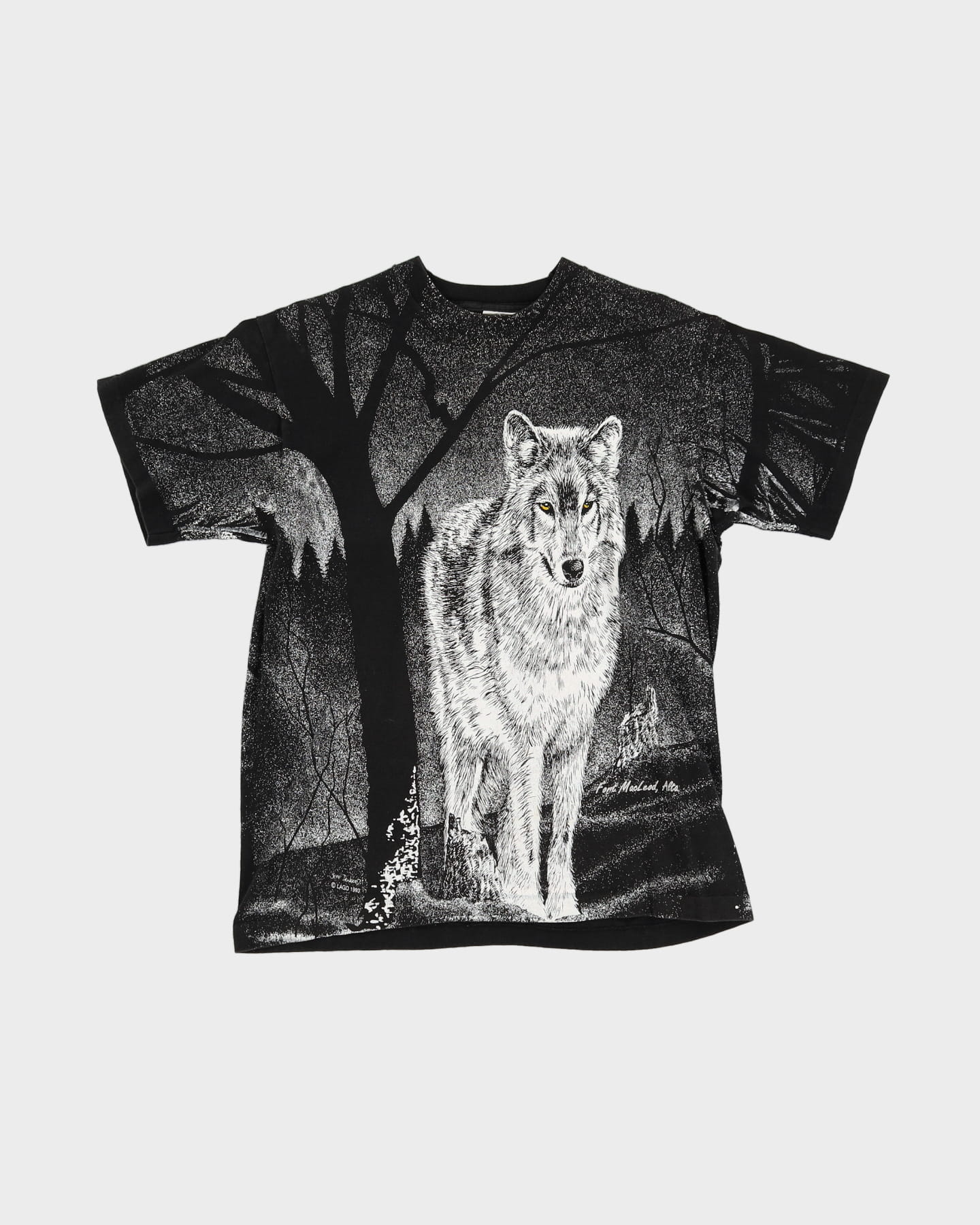 Early 90s All Over Print Wolf Artwork Single Stitch Graphic T-Shirt - M