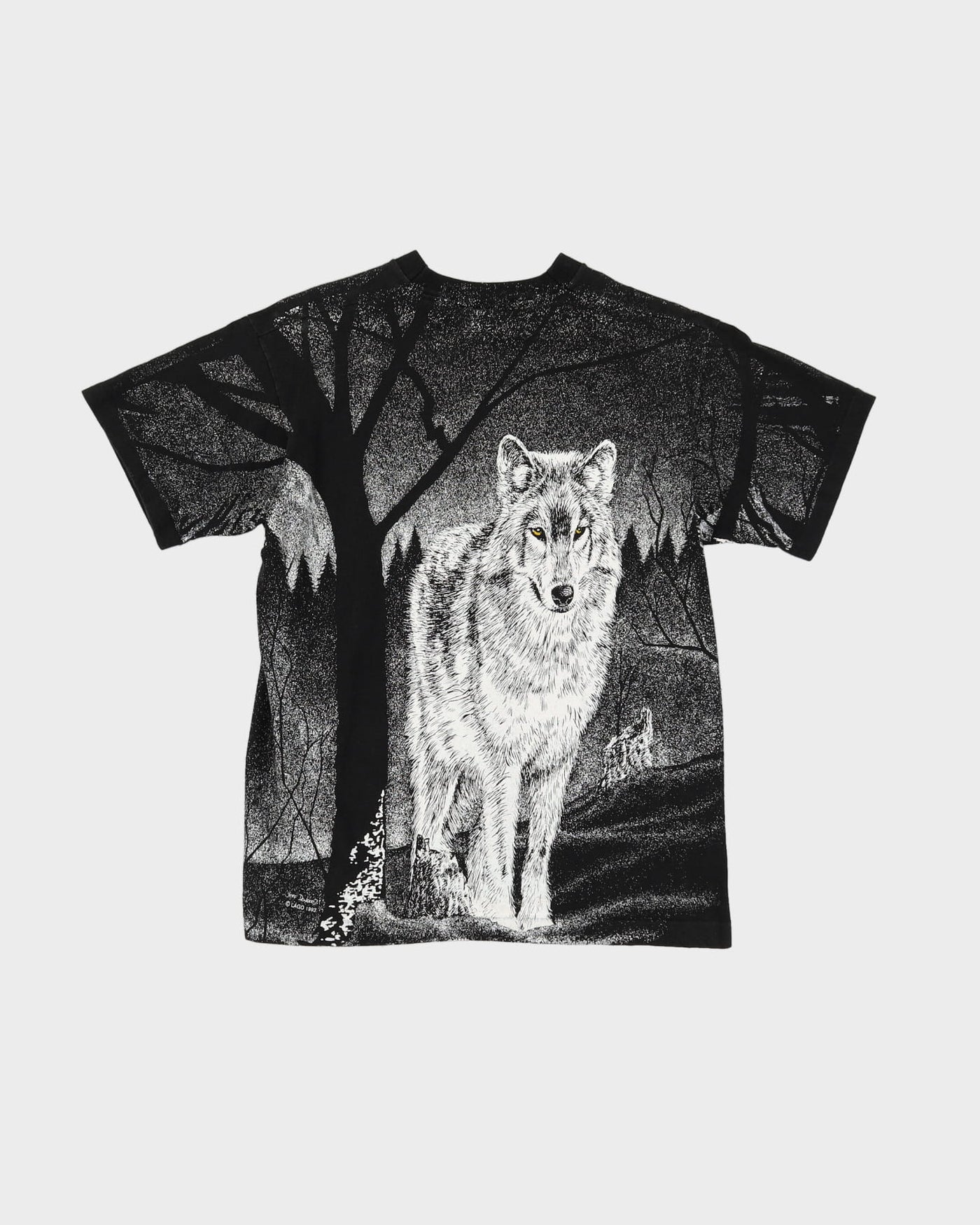 Early 90s All Over Print Wolf Artwork Single Stitch Graphic T-Shirt - M