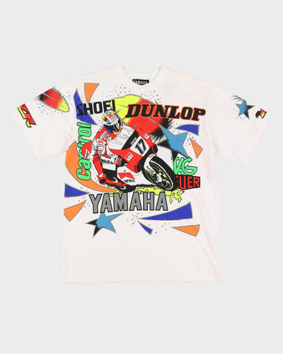 Vintage Yamaha All Over Print Moto GP Graphic T-Shirt - L