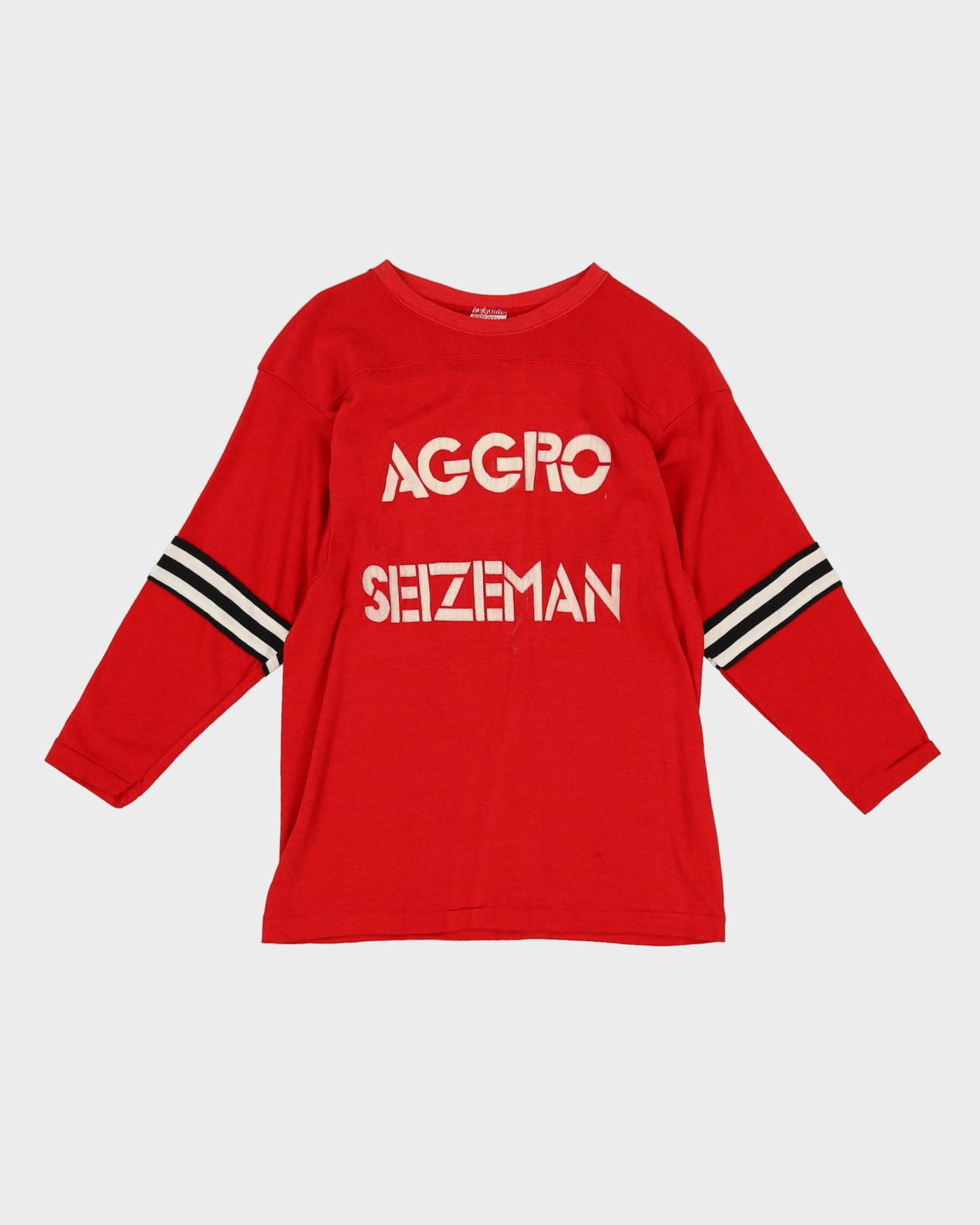 Vintage 50s 'Aggro Seizeman' Red Winn Well Hockey Jersey - M