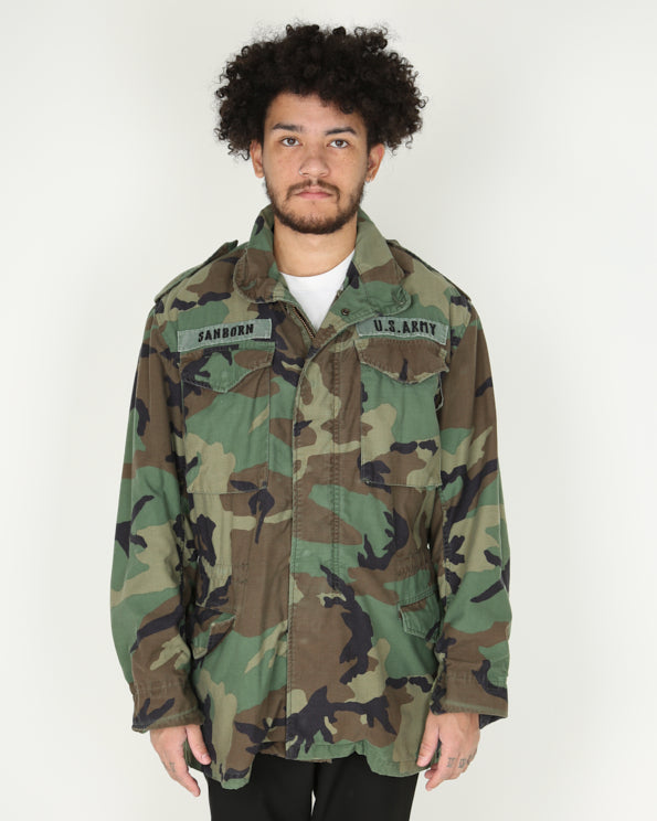 1990s vintage us army m81 woodland m65 jacket - small