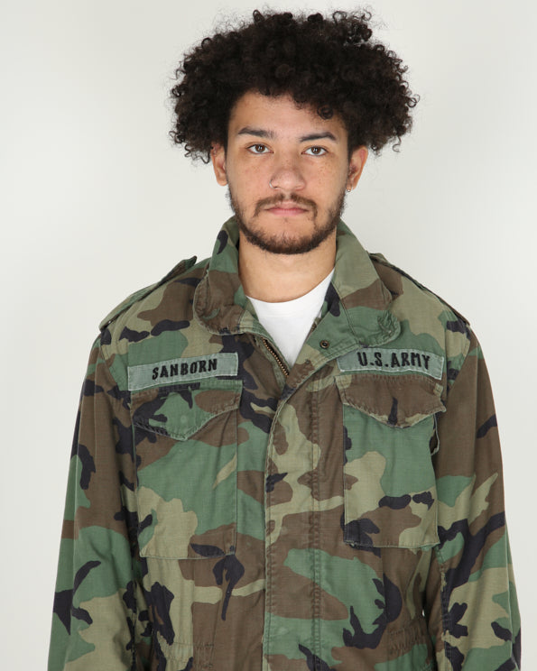 1990s vintage us army m81 woodland m65 jacket - small
