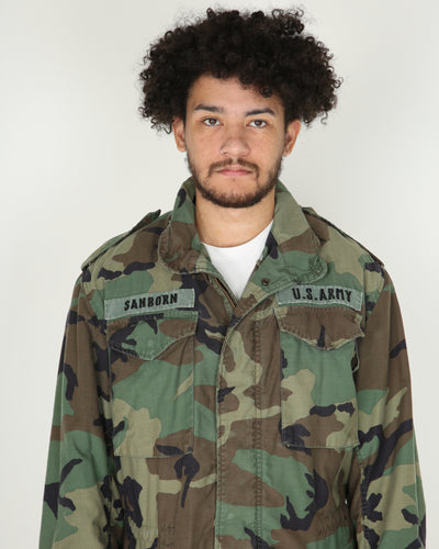 1990s vintage us army m81 woodland m65 jacket - small