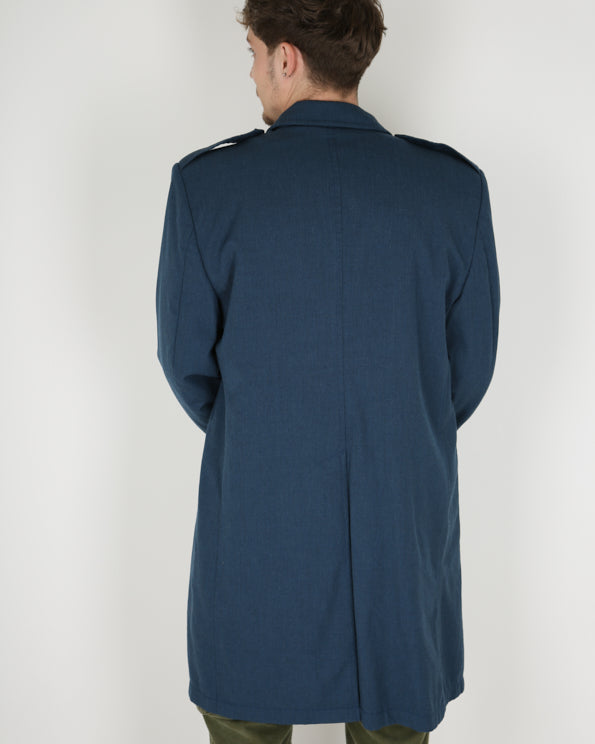 1980s Vintage Candian Air Force Blue Overcoat w/ Liner - Large