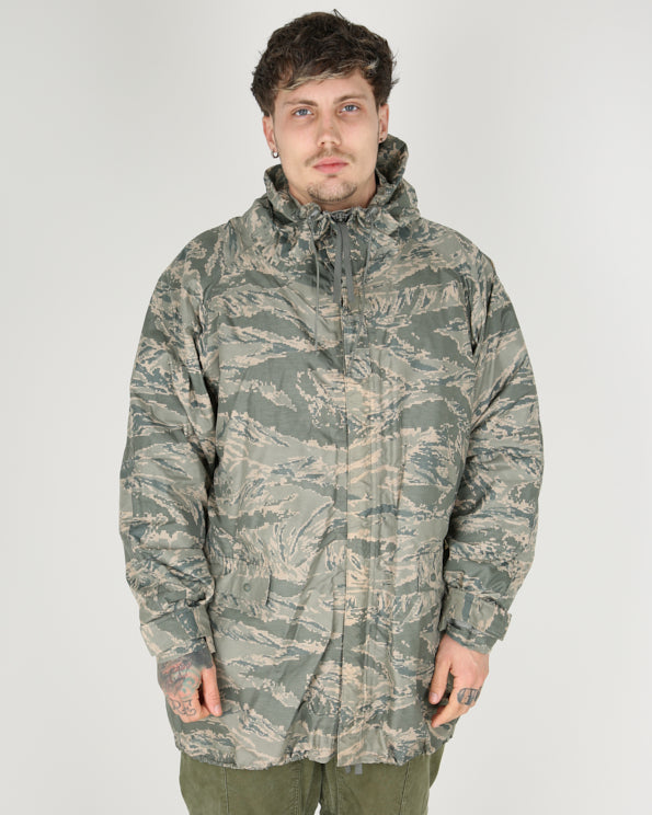 2000s US Air Force ABU Digital Tigerstripe Improved Rainsuit Waterproof Parka w/ Liner - Large