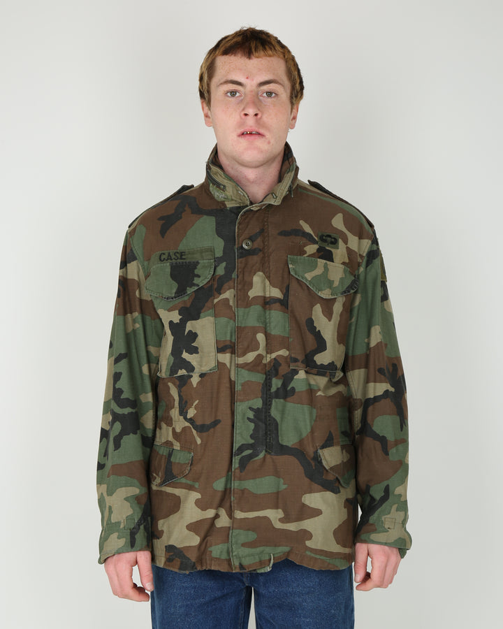 M65 Woodland Camo Jacket Military Issue Field Jacket 1989 Vintage