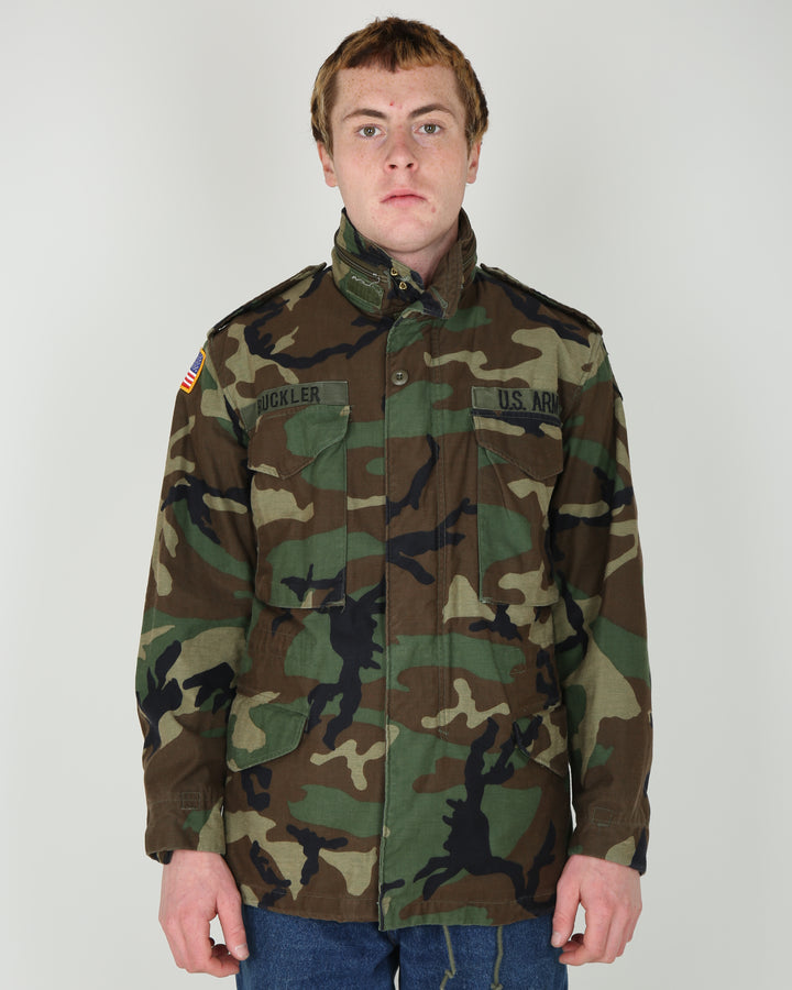 1986 Vintage US Army M-81 Woodland Camouflage M65 Field Jacket X-Small Regular