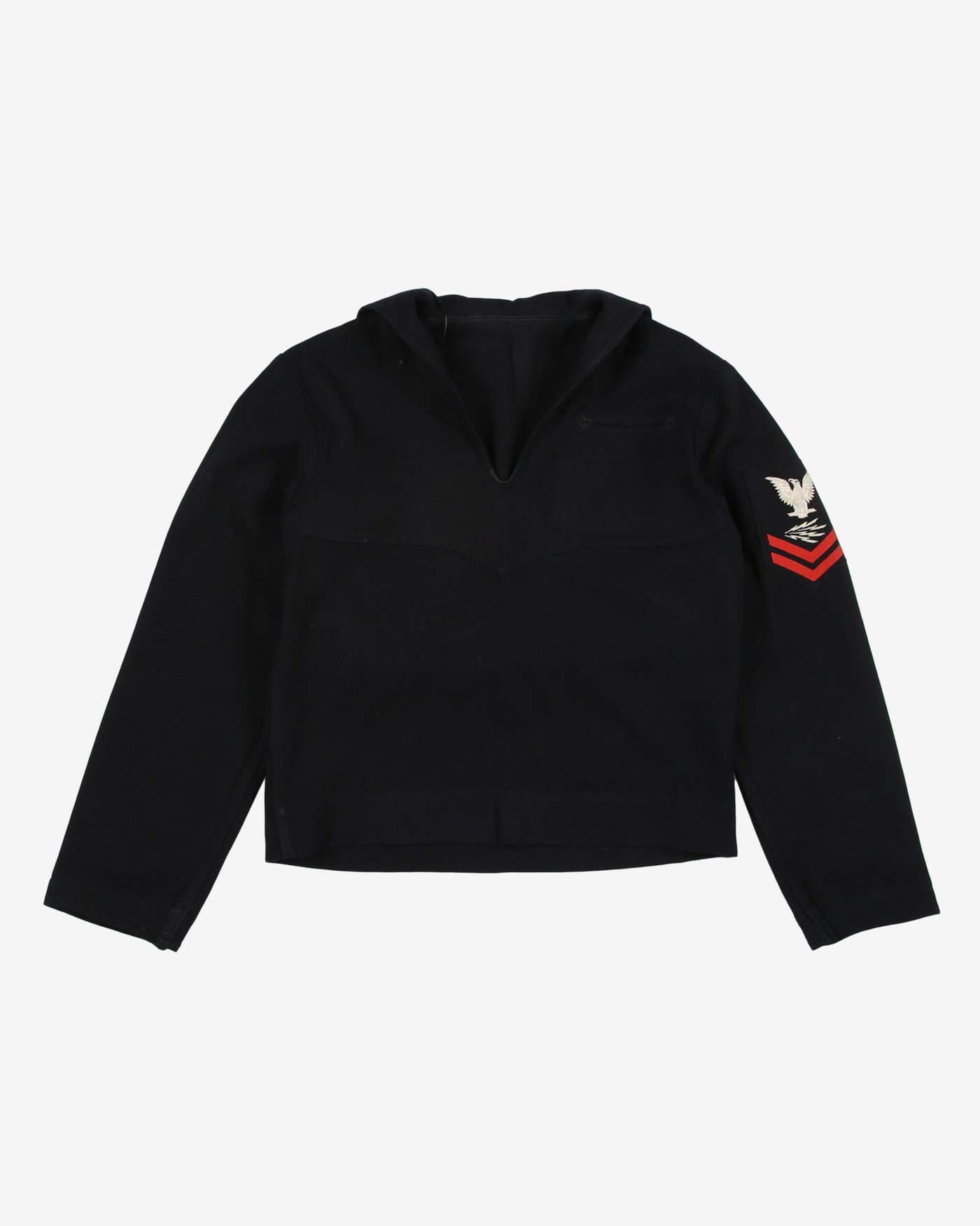 1940s VINTAGE US NAVY Black WOOL CRACKERJACK JUMPER - x-Small