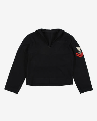 1940s VINTAGE US NAVY Black WOOL CRACKERJACK JUMPER - x-Small