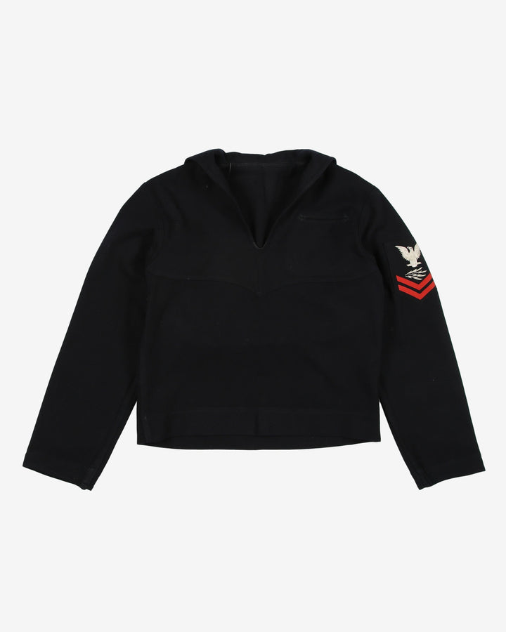 1940s VINTAGE US NAVY Black WOOL CRACKERJACK JUMPER - x-Small