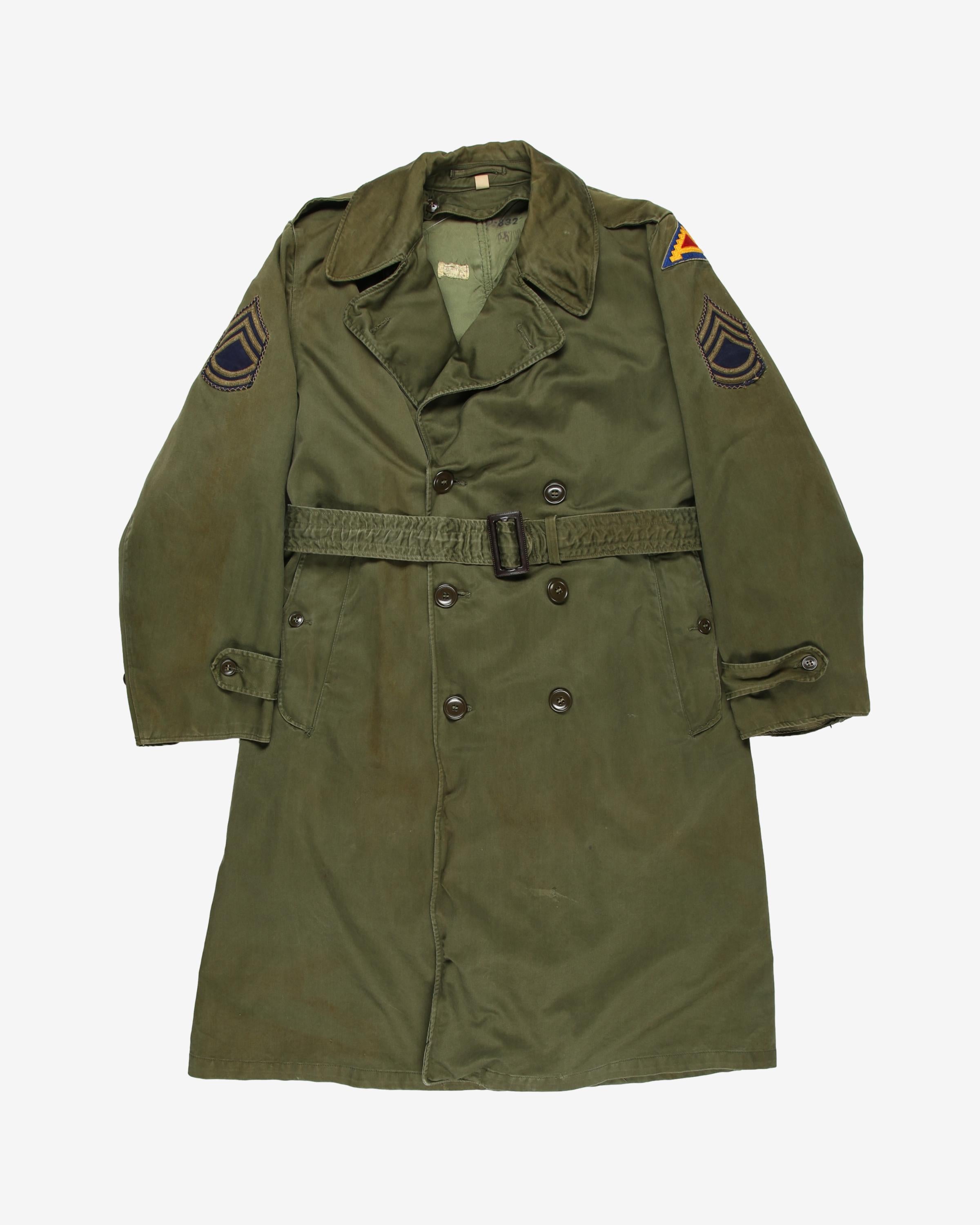 1950s Korean War Vintage US Army Officers Field Overcoat w/ Patches - Medium