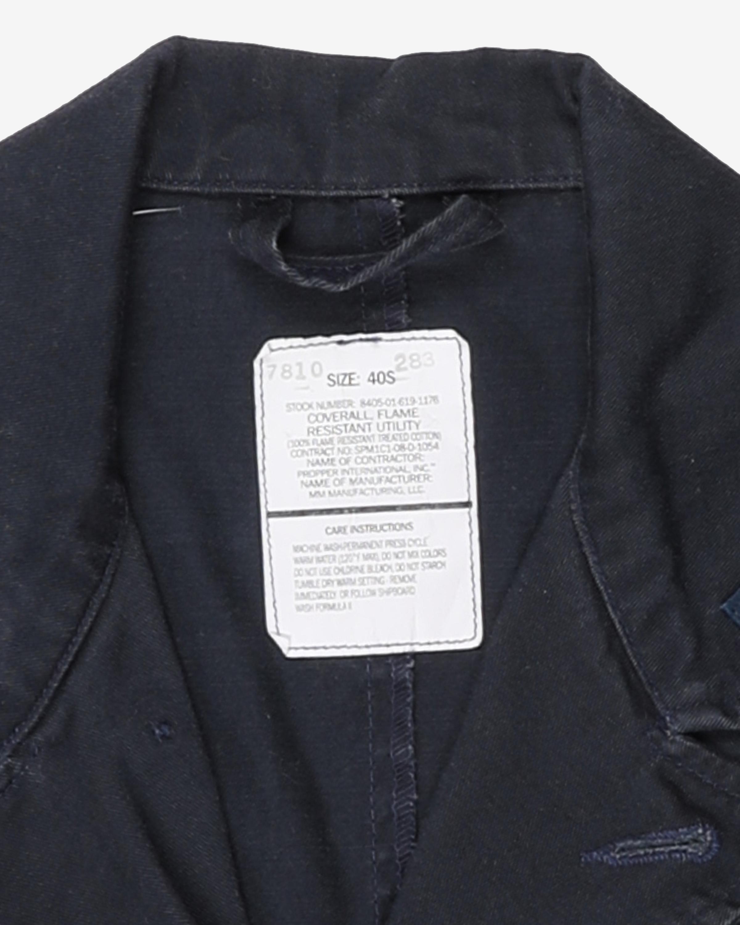 2008 US Navy Black Cotton Flame Resistant Utility Coveralls - 40S
