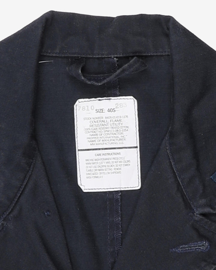 2008 US Navy Black Cotton Flame Resistant Utility Coveralls - 40S