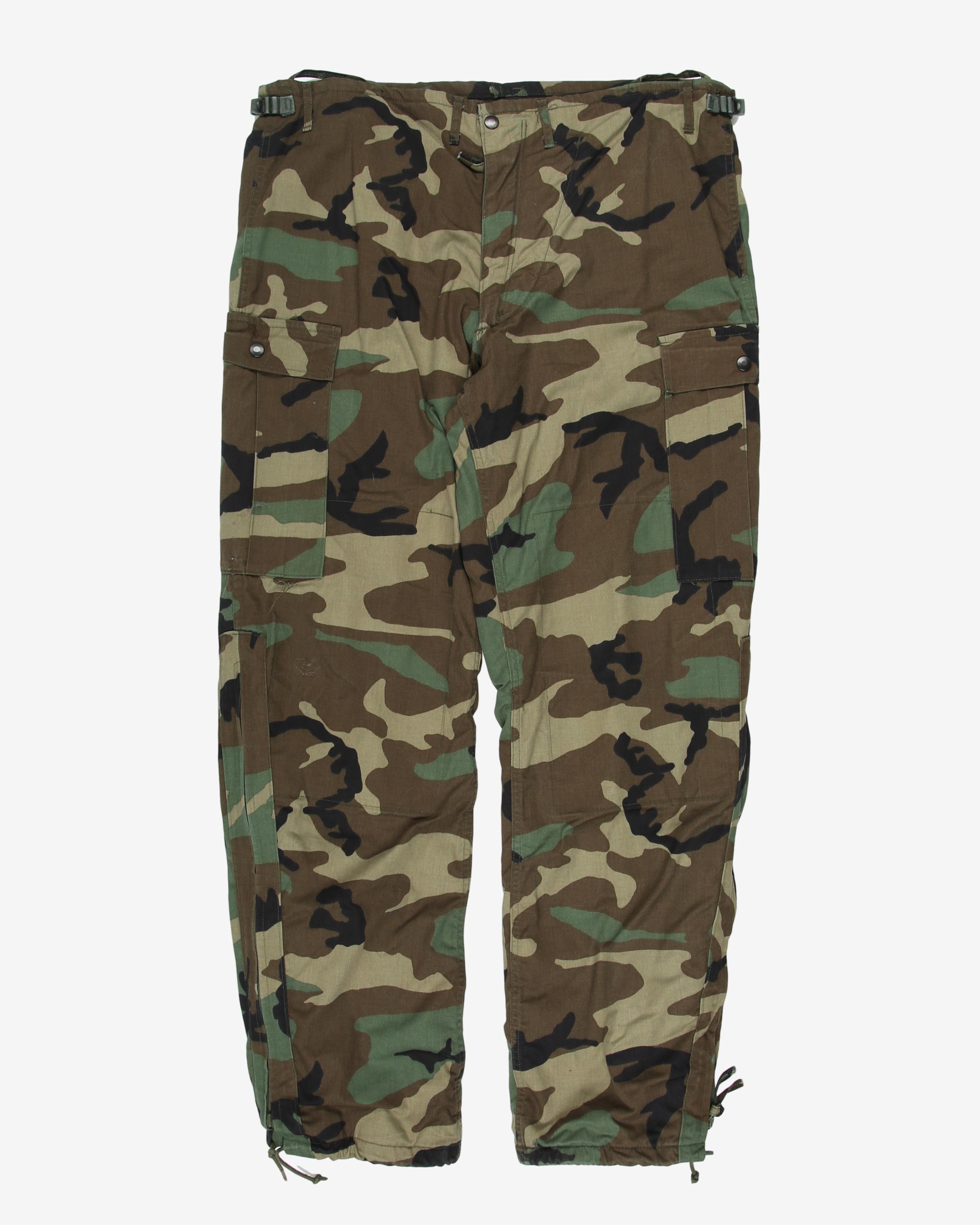 1990s Vintage US Army M81 Woodland Chemical Protective Trousers - Large