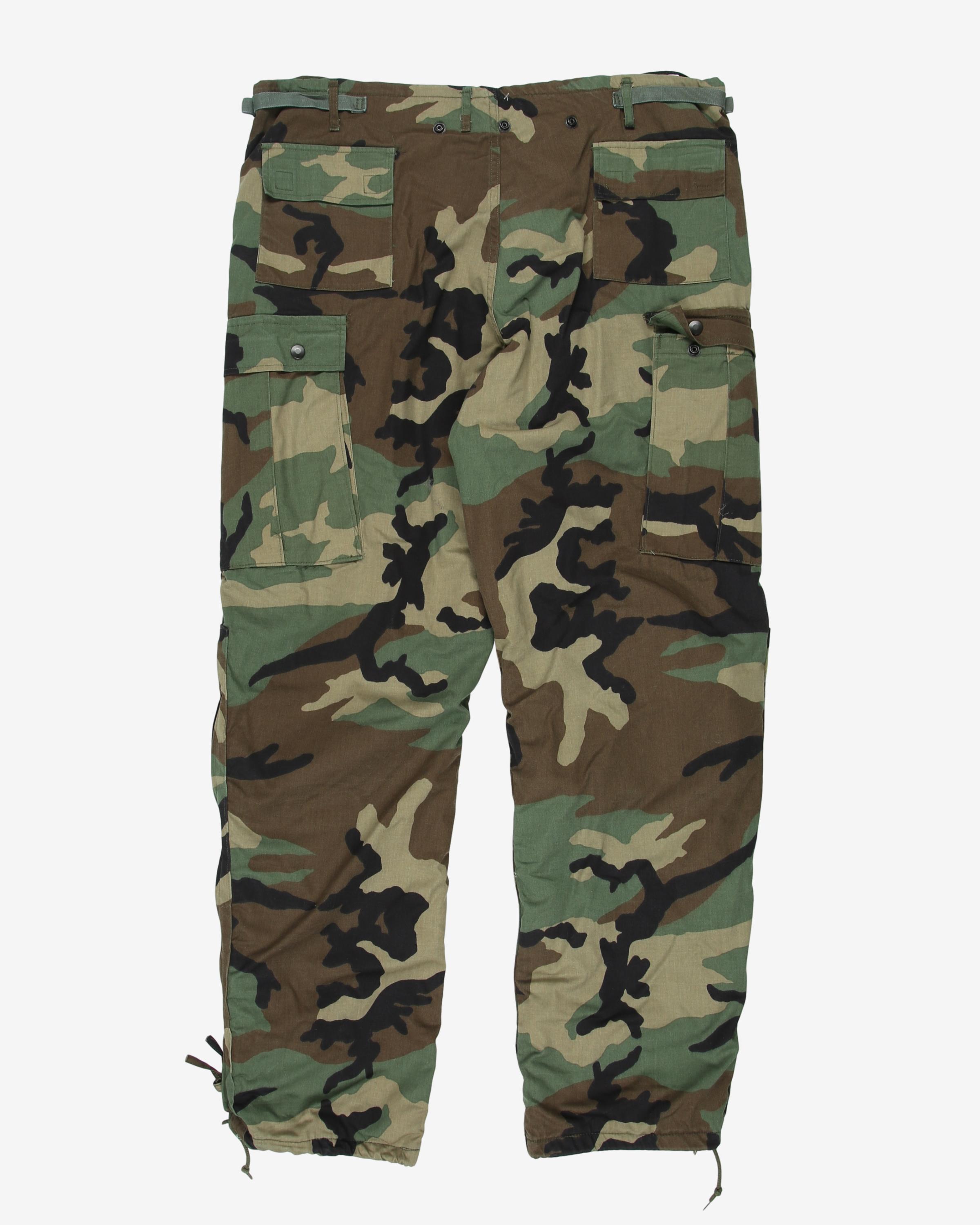 1990s Vintage US Army M81 Woodland Chemical Protective Trousers - Large