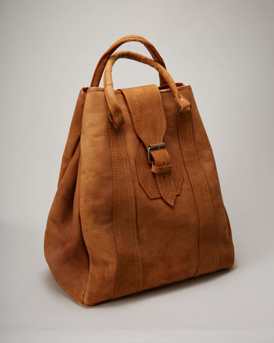 Vintage 1970s Brown Leather Holdall Bag - One Size