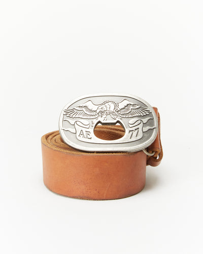 Brown Leather With Silver Tone Buckle Belt - W46 W42