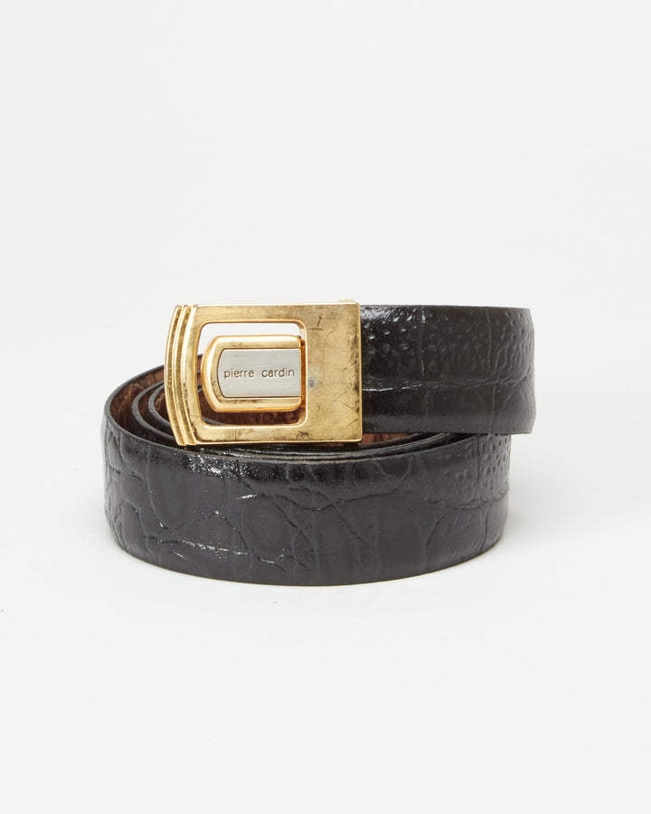 Pierre Cardin Reversible Black Brown Buckle Belt - W40 W45
