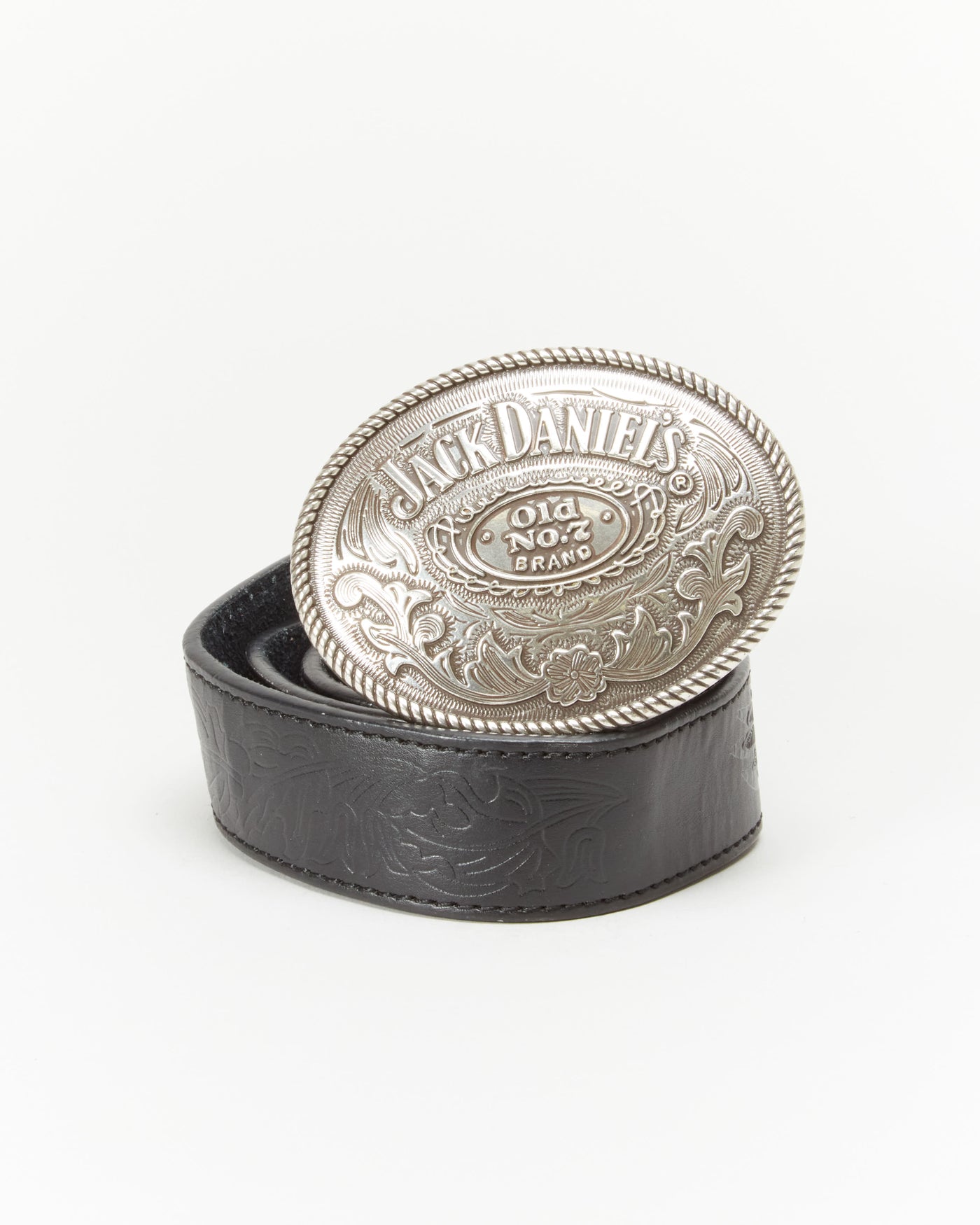 Black Leather And Jack Daniels Buckle Belt - W38 W42