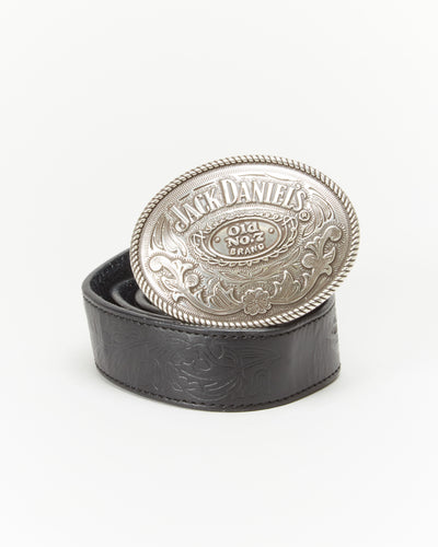 Black Leather And Jack Daniels Buckle Belt - W38 W42