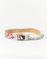 Ed Hardy Blue Patterned Leather Belt - W30 W36