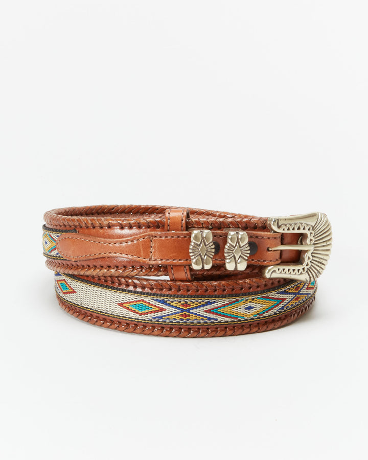 Vintage Wrangler Leather And Woven Belt - W35 W39