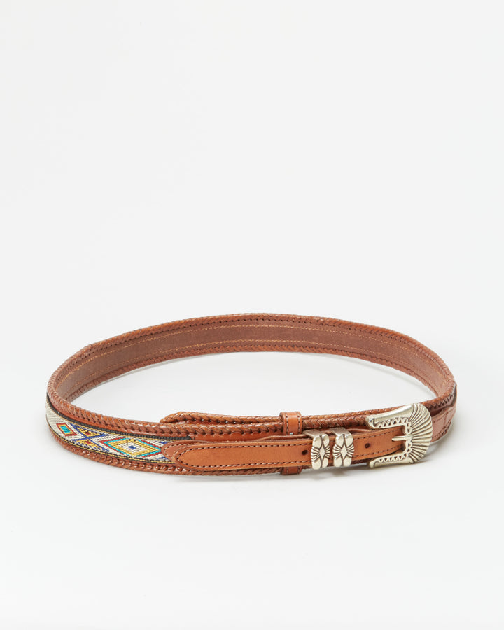 Vintage Wrangler Leather And Woven Belt - W35 W39